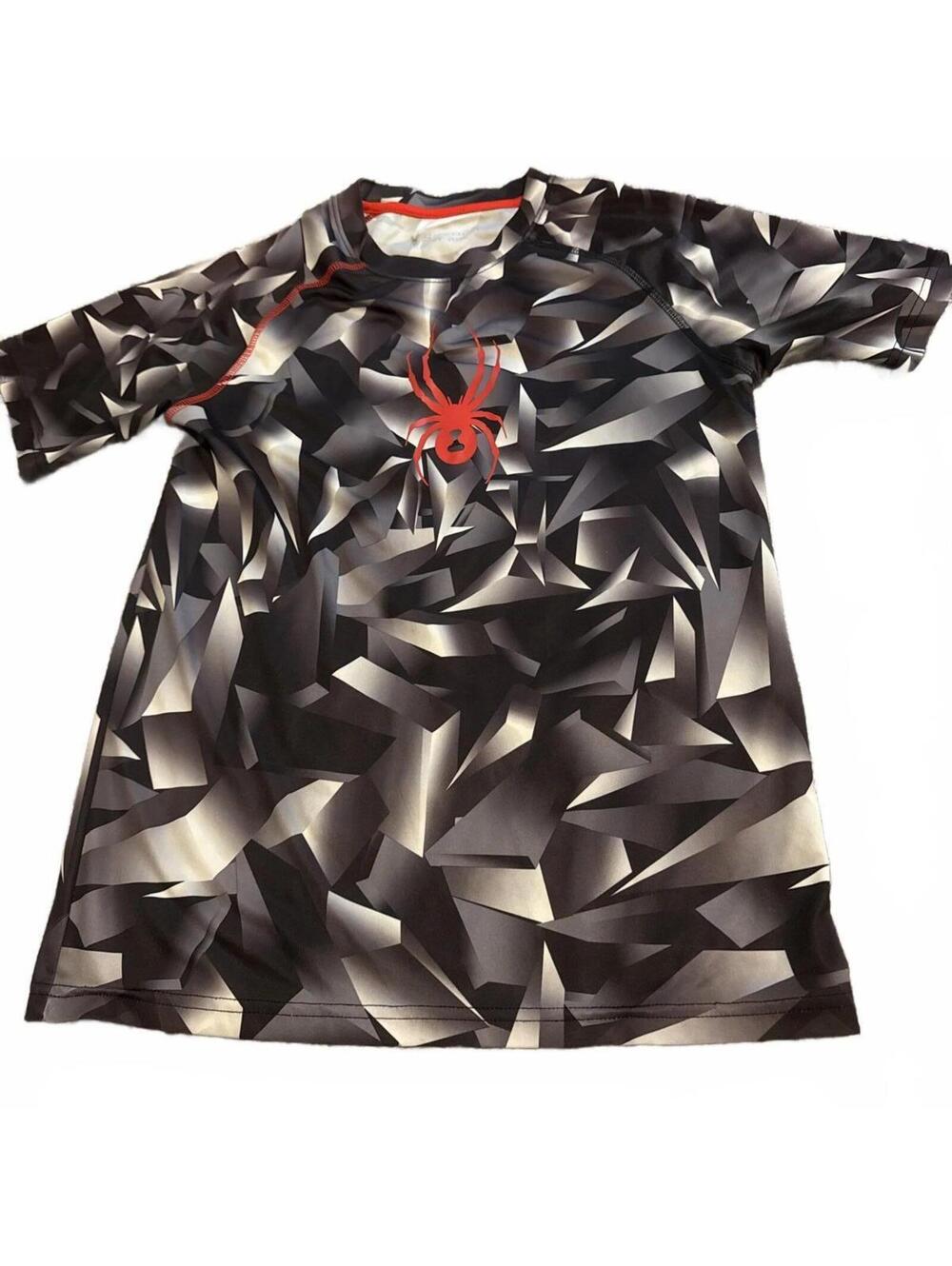 Spyder Boys Black Geometric Print Athletic Shirt Large